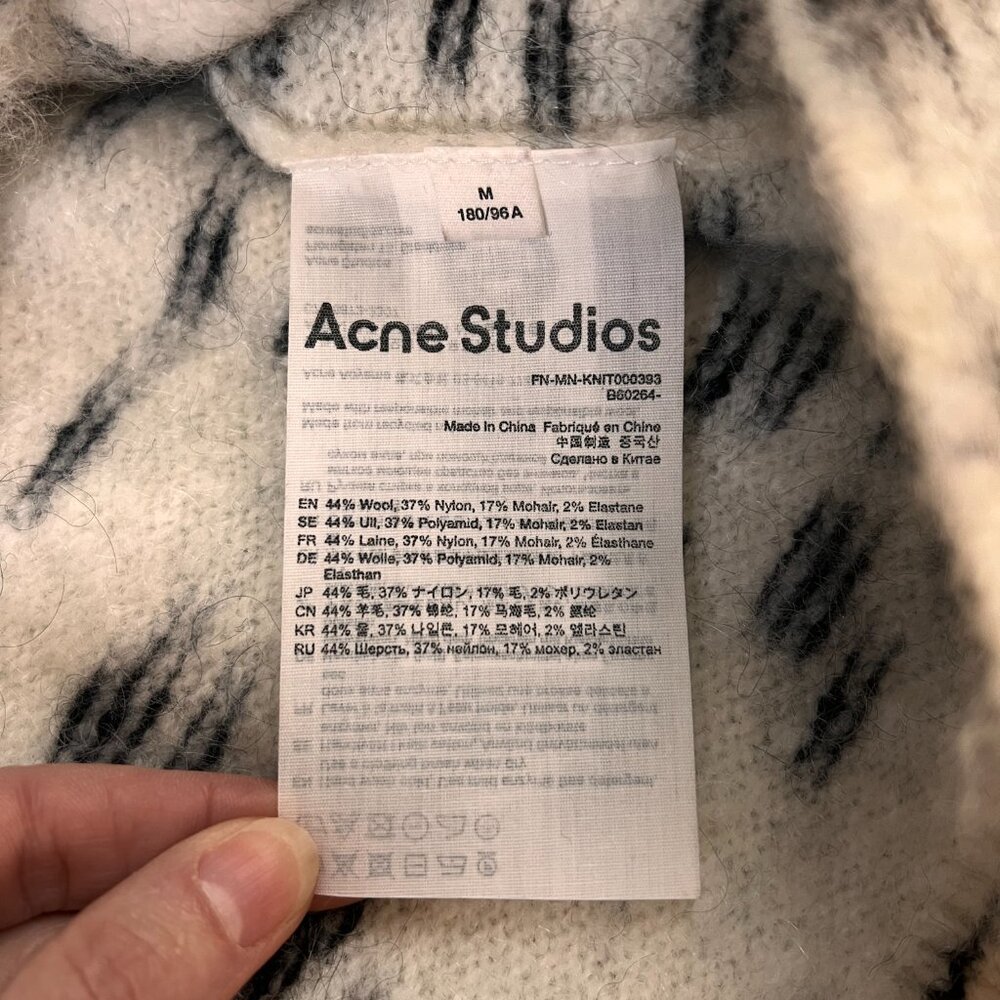 Acne Studios Black White Wool Mohair Blend Sweater Sz M - Picture 8 of 10
